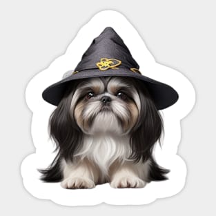 Cute Puppy Shih Tzu Witch Sticker